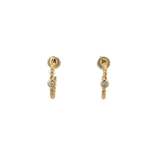 Twist Earring with Bezeled Diamond