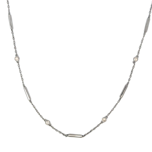 Bar and Bezeled Diamond by the Yard Necklace