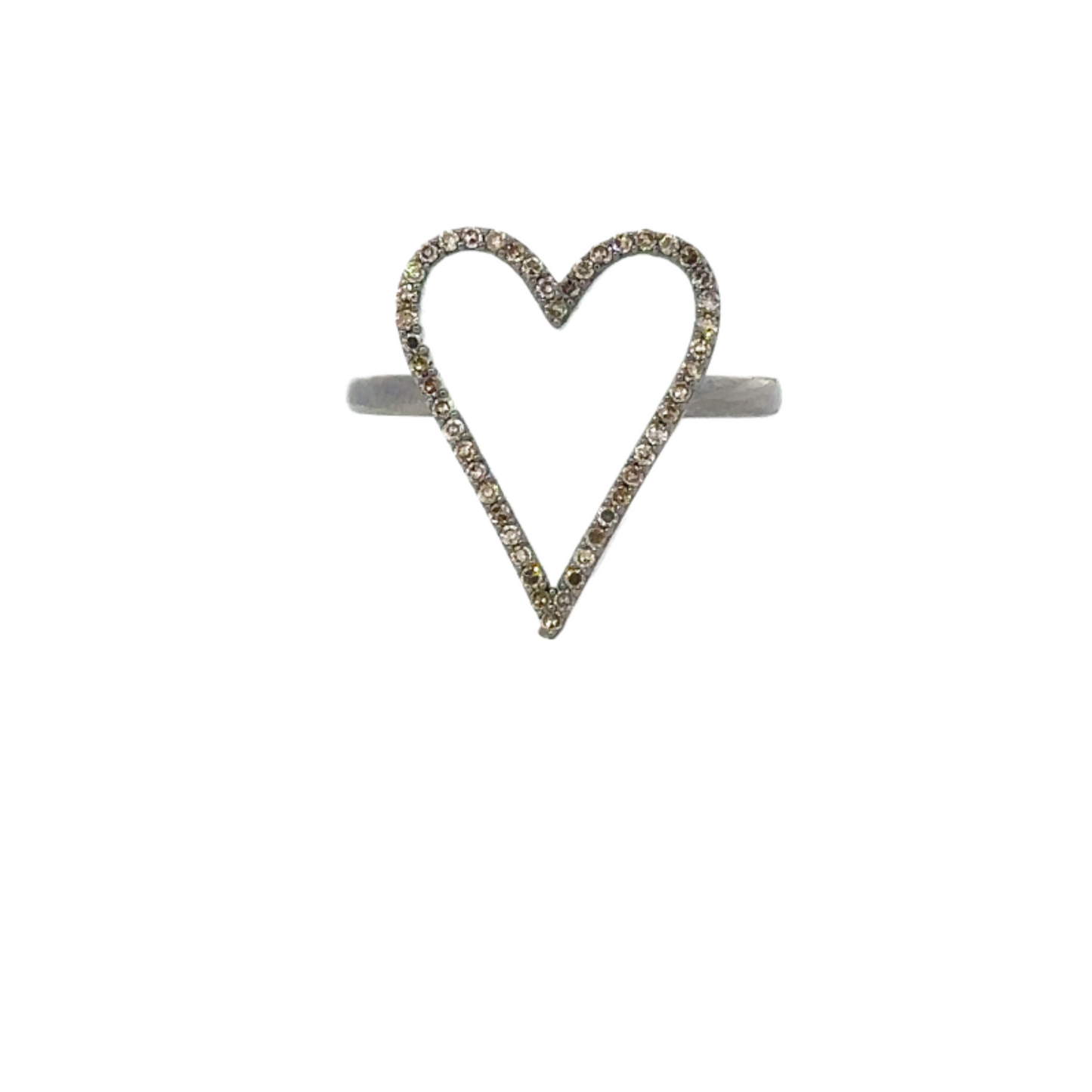 Pave Diamond Enamel Heart Ring