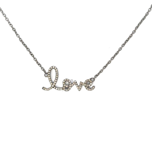 Sterling Pave "Love" Necklace