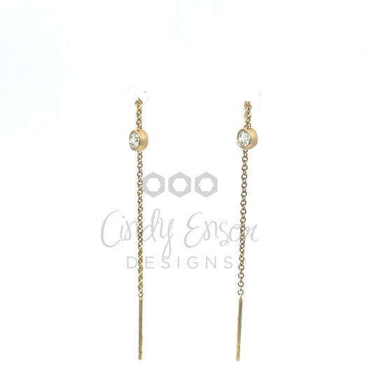 Chain Drop Earring with Bezeled Diamond