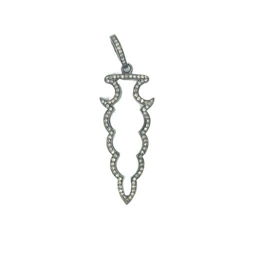 Sterling Silver Pave Open Arrowhead Pendant