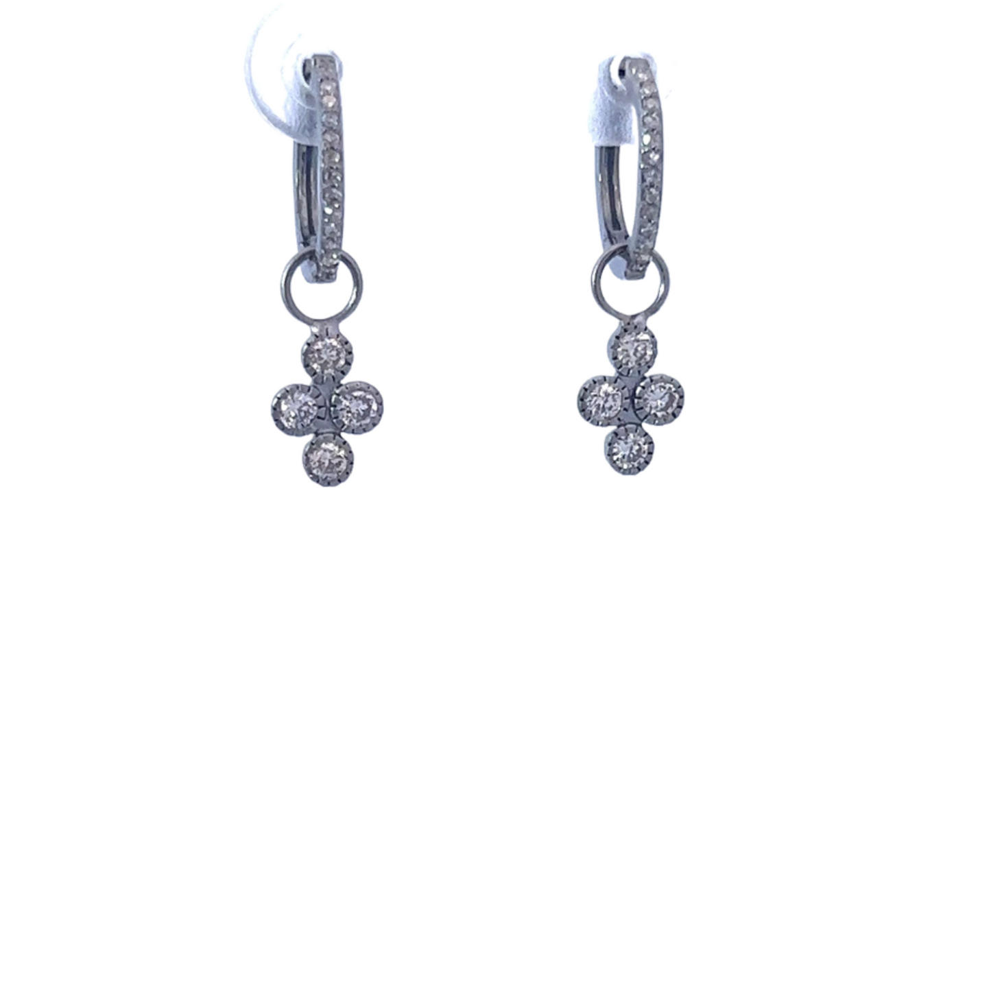 Four Diamond Cross Shaped Earring Charm