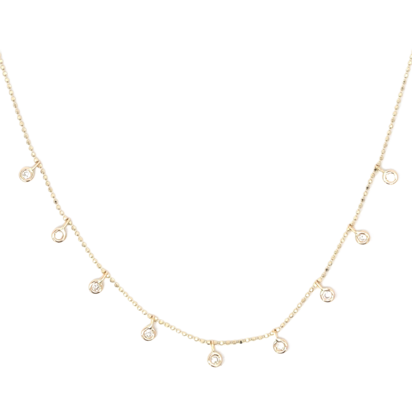 Bezeled Diamond Drop Station Necklace