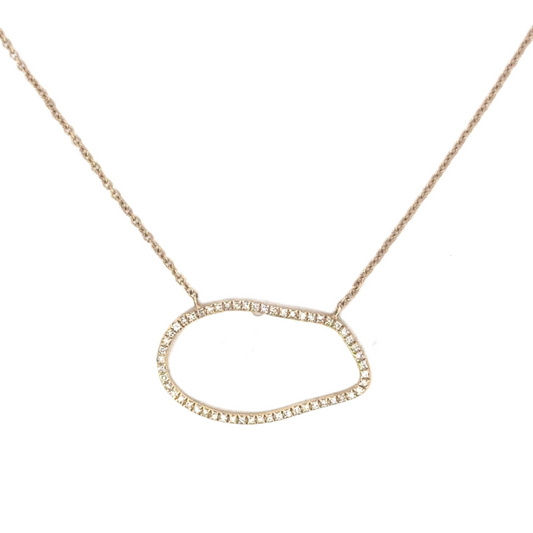 Pave Diamond Organic Shaped Pendant Necklace