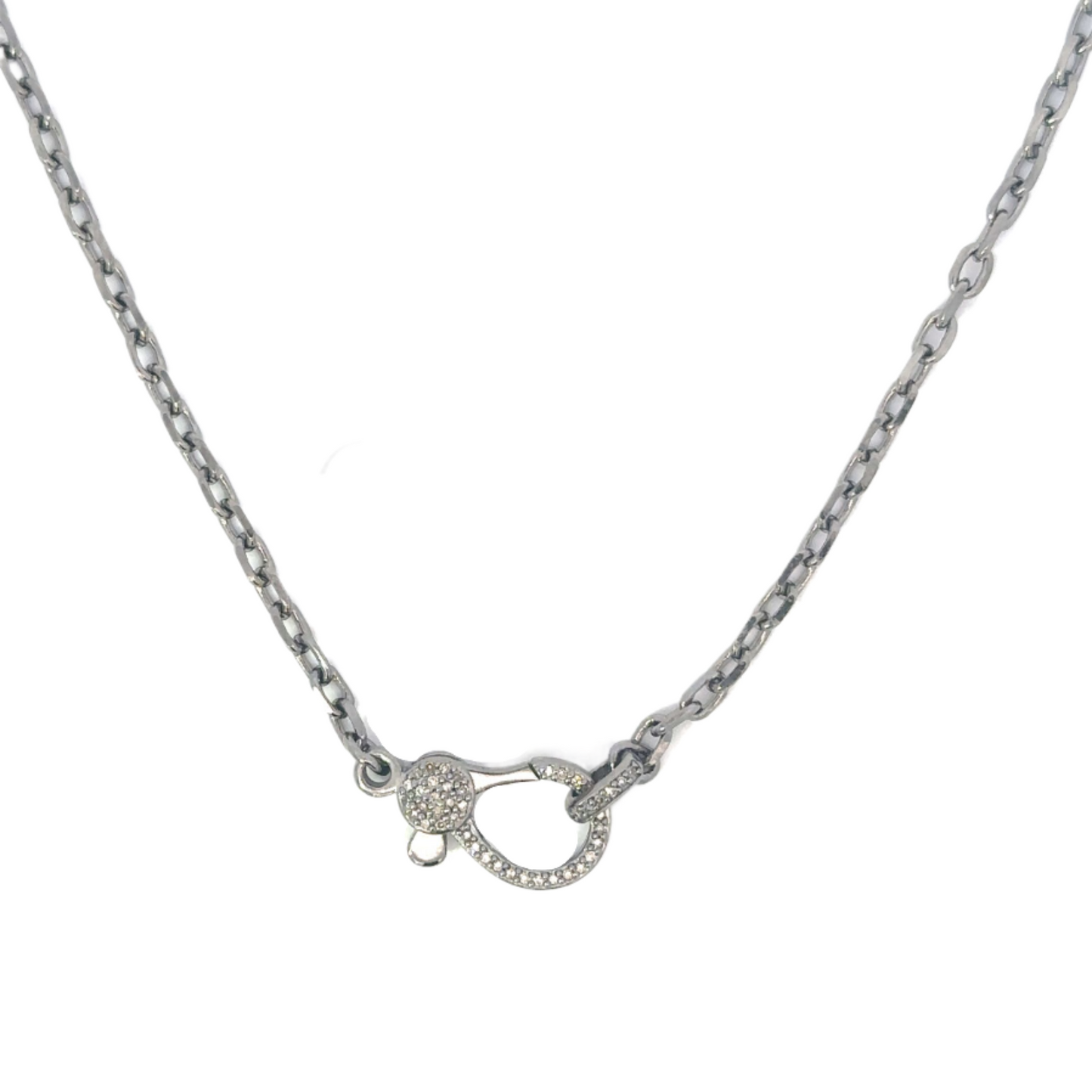Interlocking Oval Chain Necklace with Pave Lobster