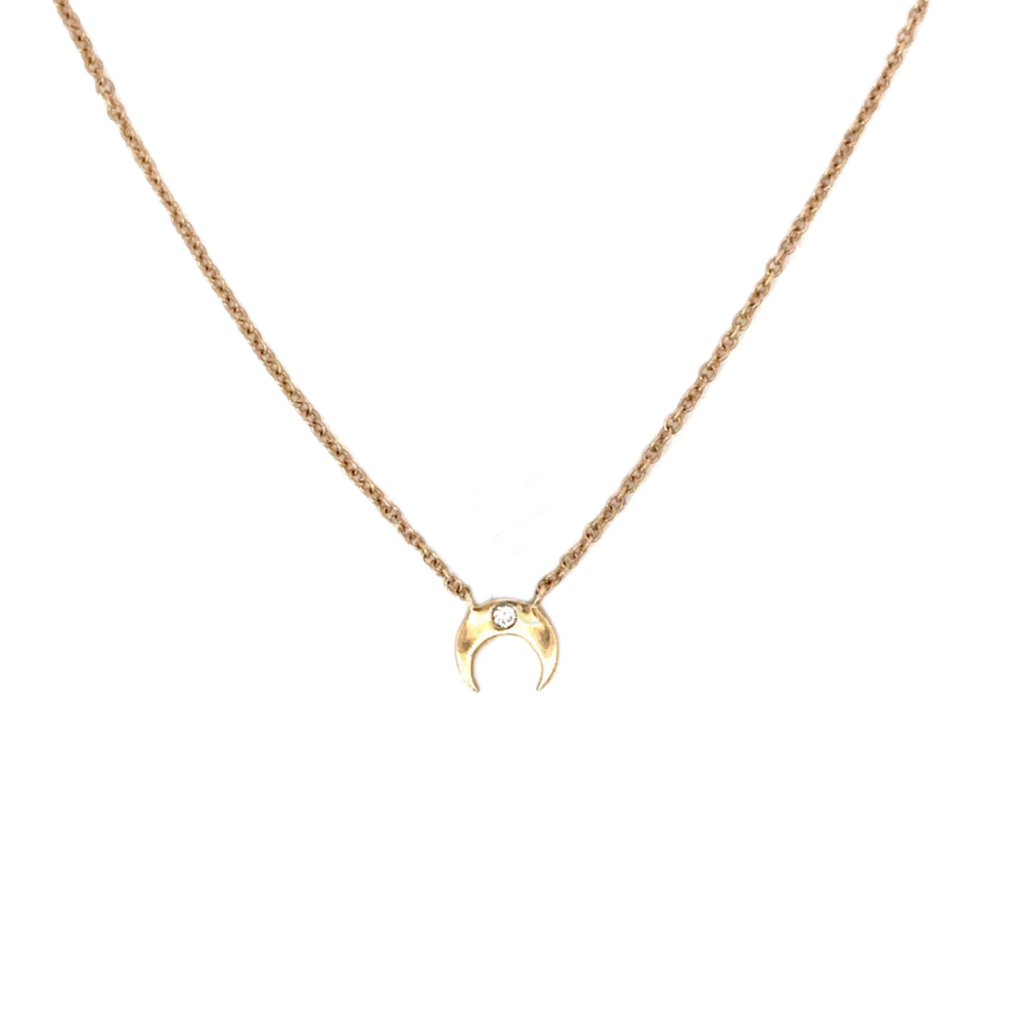 Dainty Upside Down Crescent Necklace with Diamond