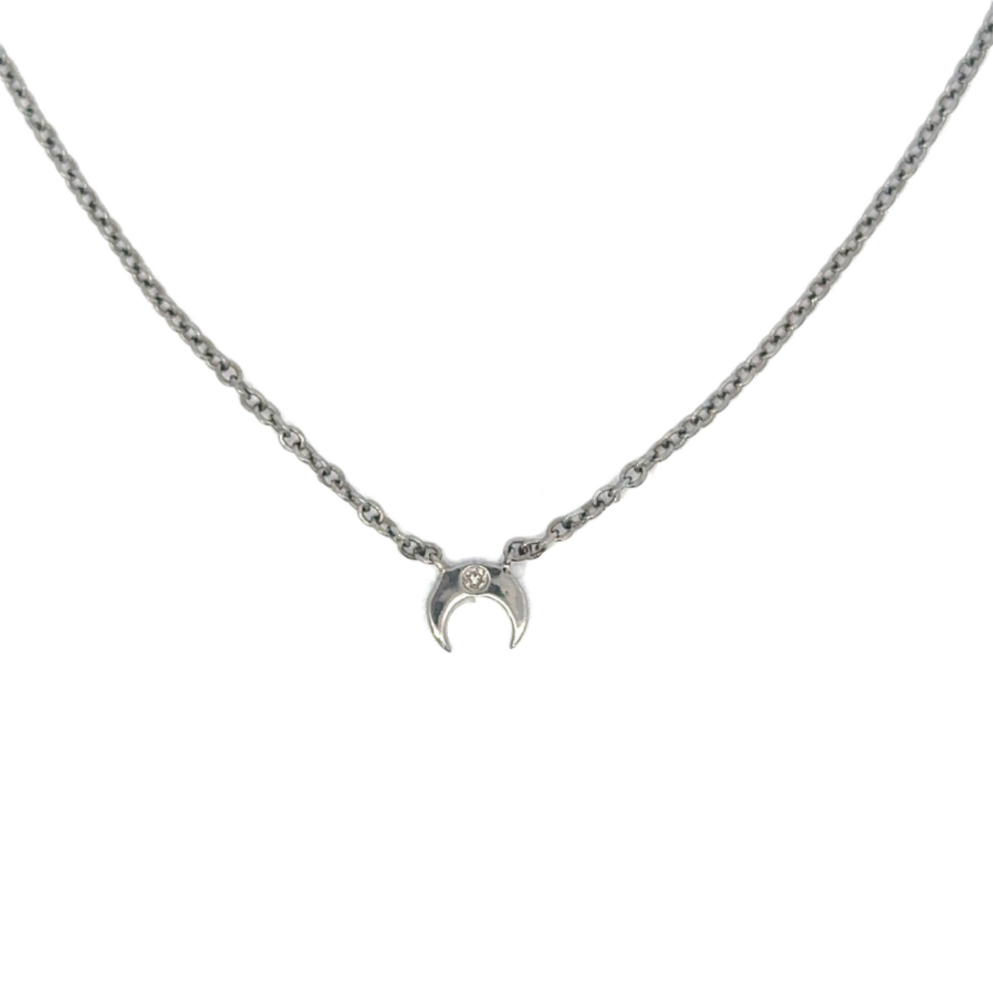 Dainty Upside Down Crescent Necklace with Diamond