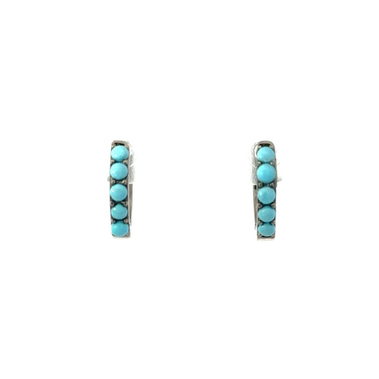 12mm Sterling Turquoise Dot Huggie