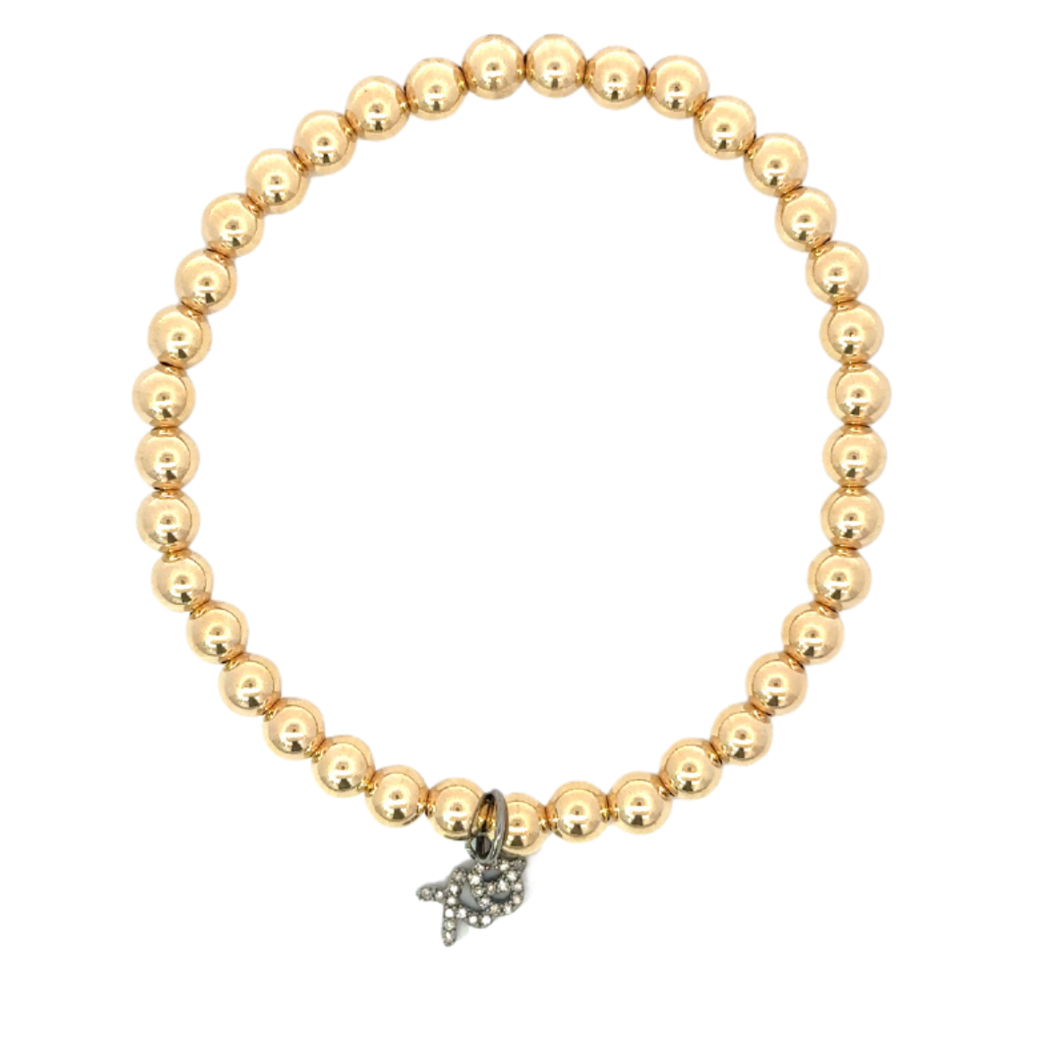 Gold Filled Bead Bracelet with Sterling Pave XO Charm