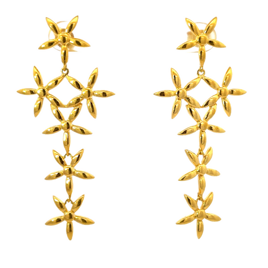 Gold Vermeil Multi Flower Drop Earring