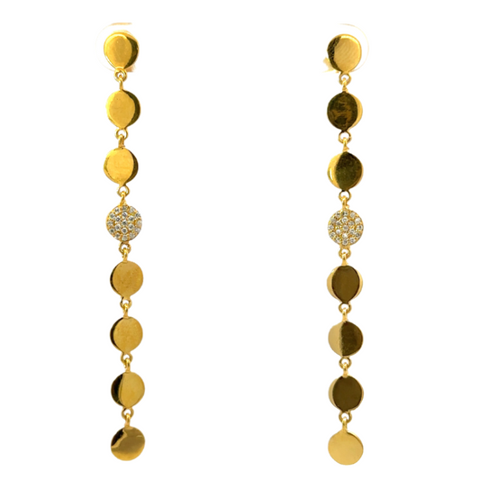 Gold Vermeil Disc Drop Earring with CZ Accent