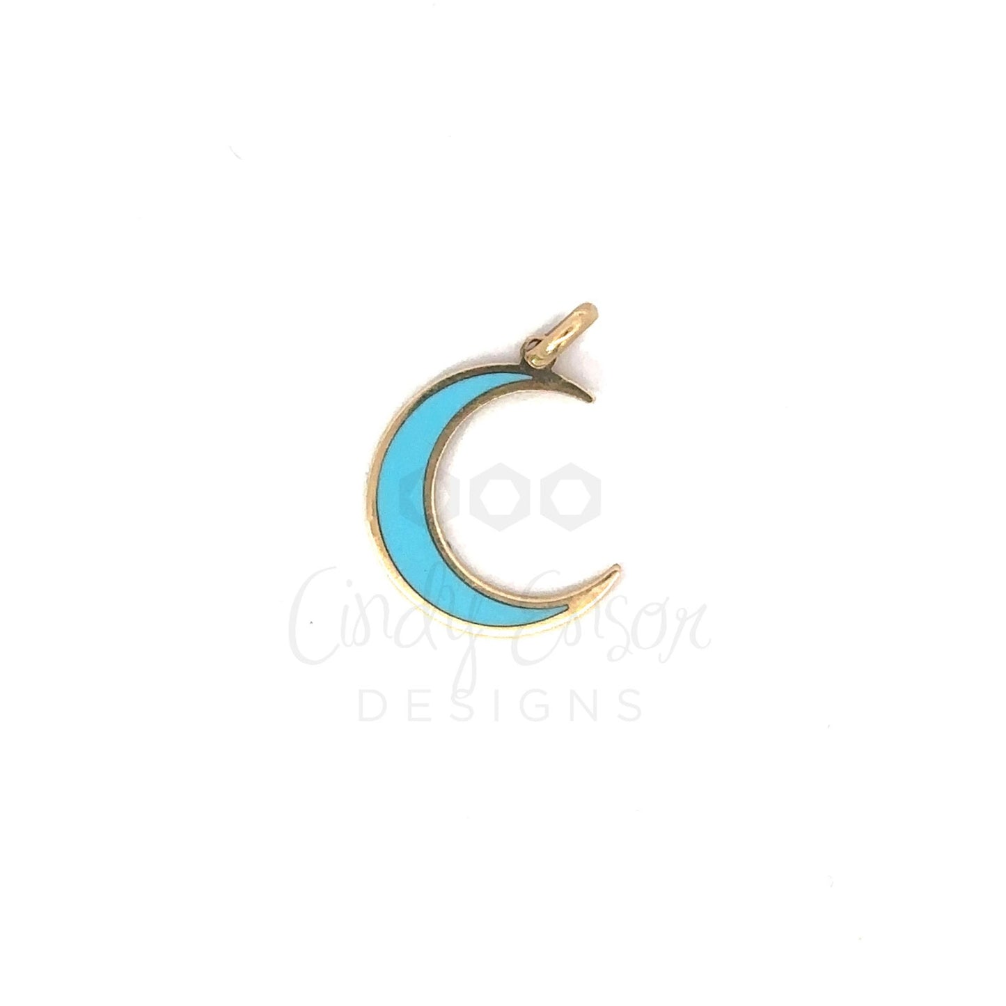 Enamel Crescent Moon Pendant