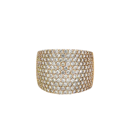 Yellow Gold Pave Thick Cigar Band Ring