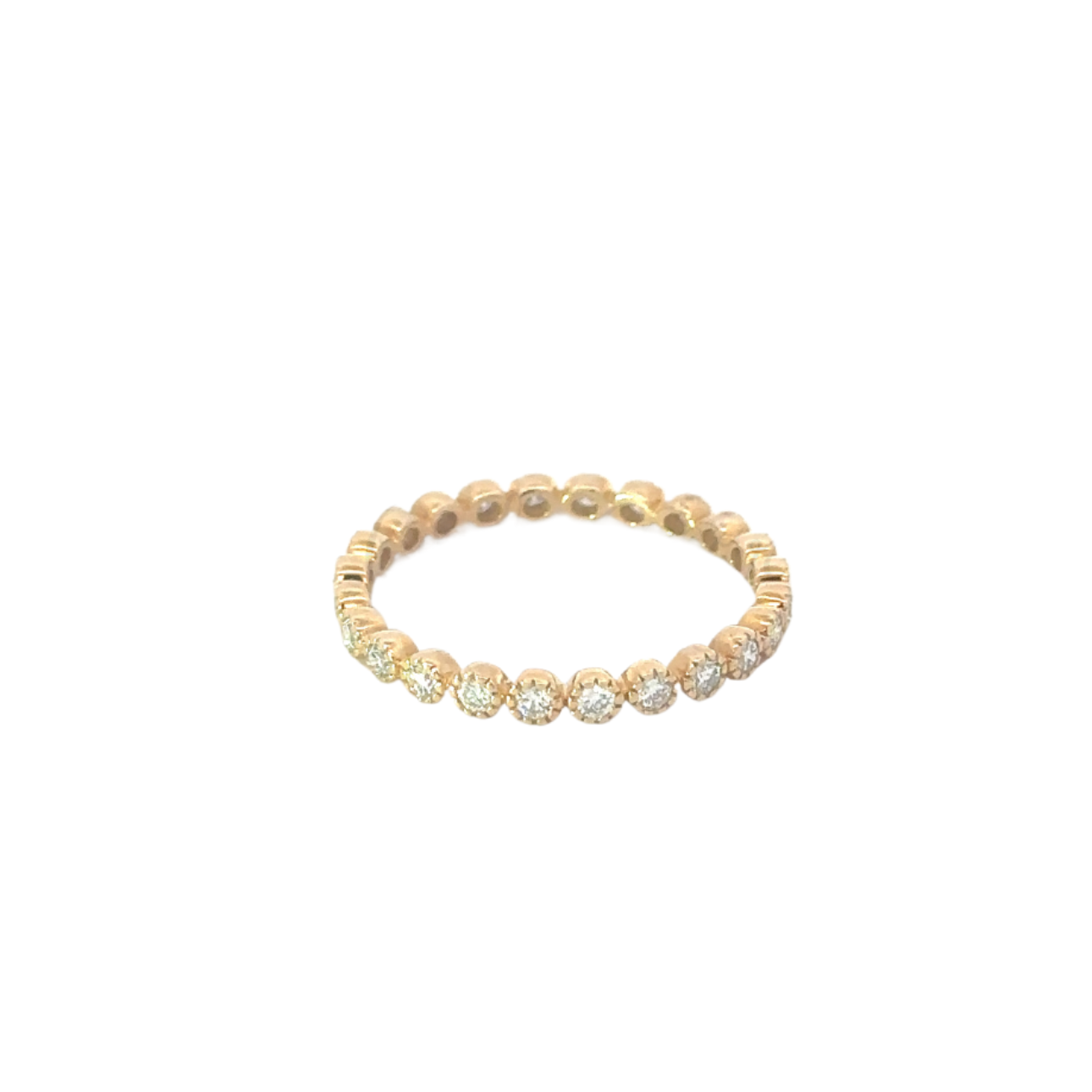 Yellow Gold Milgrain Bezeled Diamond Eternity Band