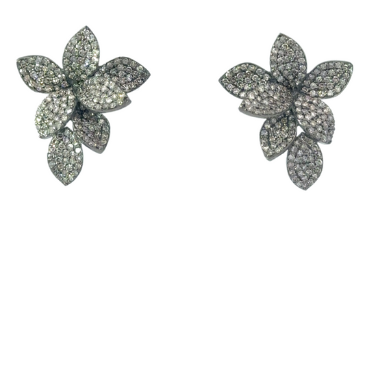 Sterling Pave Petal Earring