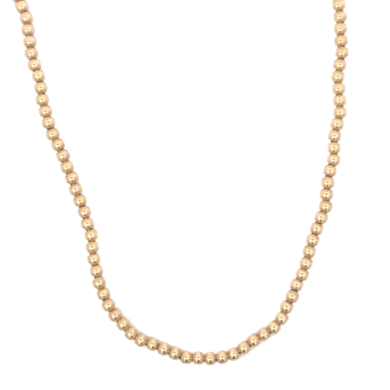 Yellow Gold 3mm Beaded Chain Necklace