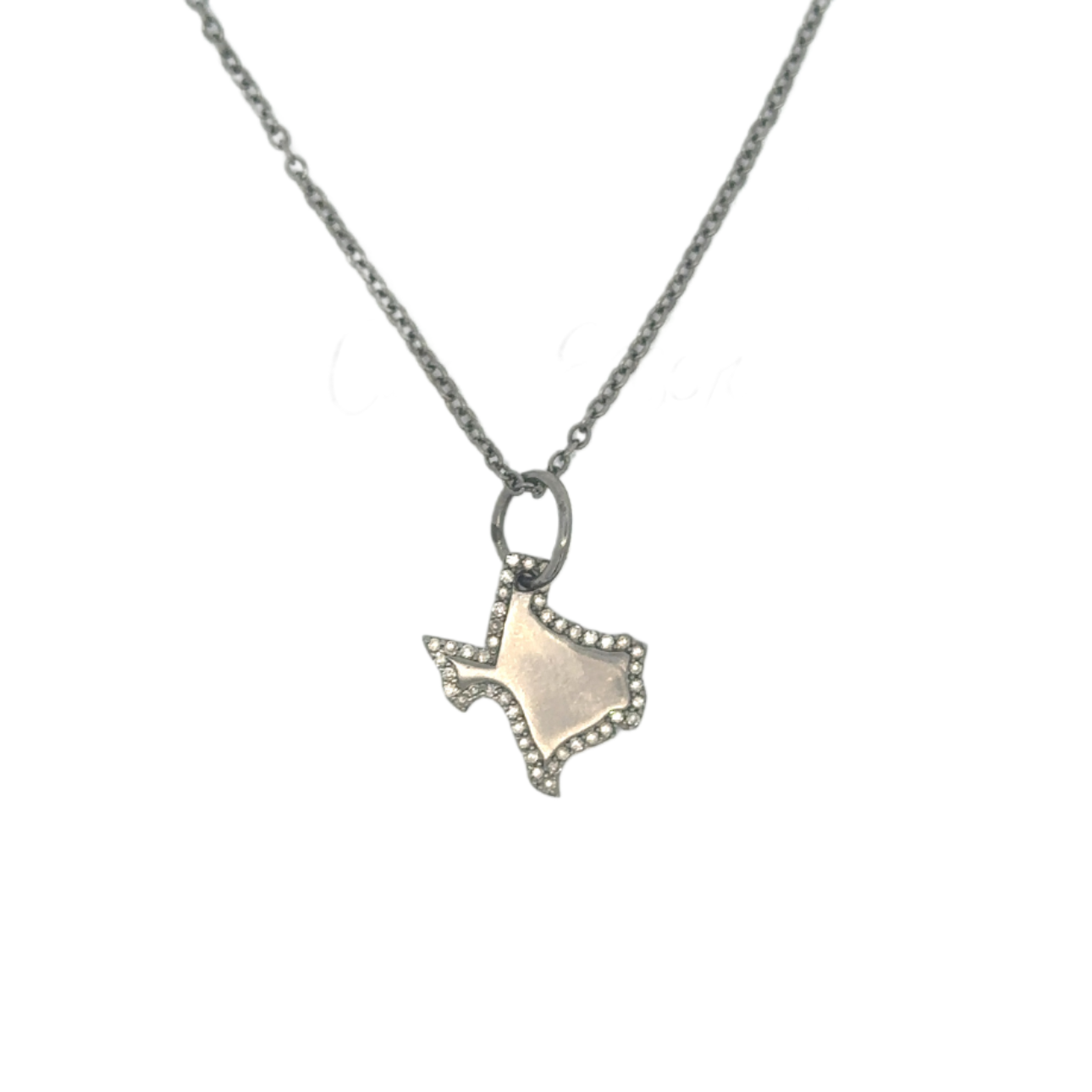 Sterling Pave Texas Shaped Pendant