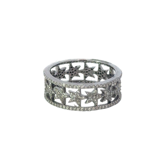 Sterling Pave Star Band