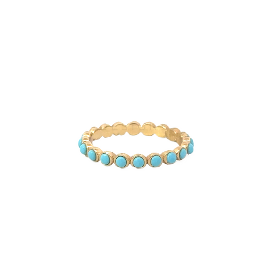 Yellow Gold and Turquoise Dot Ring