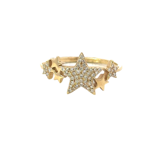 Yellow Gold Pave Star Cluster Ring