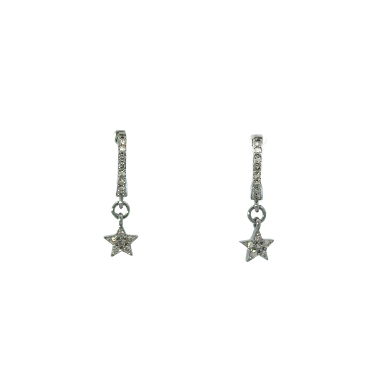 Tiny Sterling Pave Huggie With Star Charm