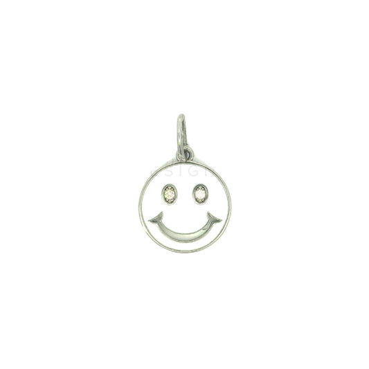Sterling and White Enamel Smiley Face Pendant