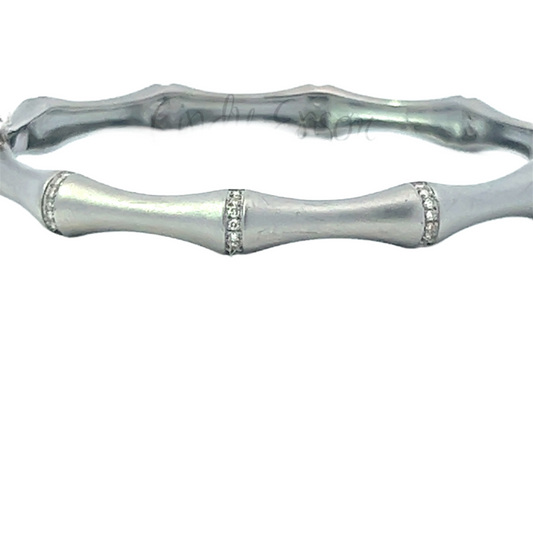 Matte Sterling Bamboo Diamond Bangle