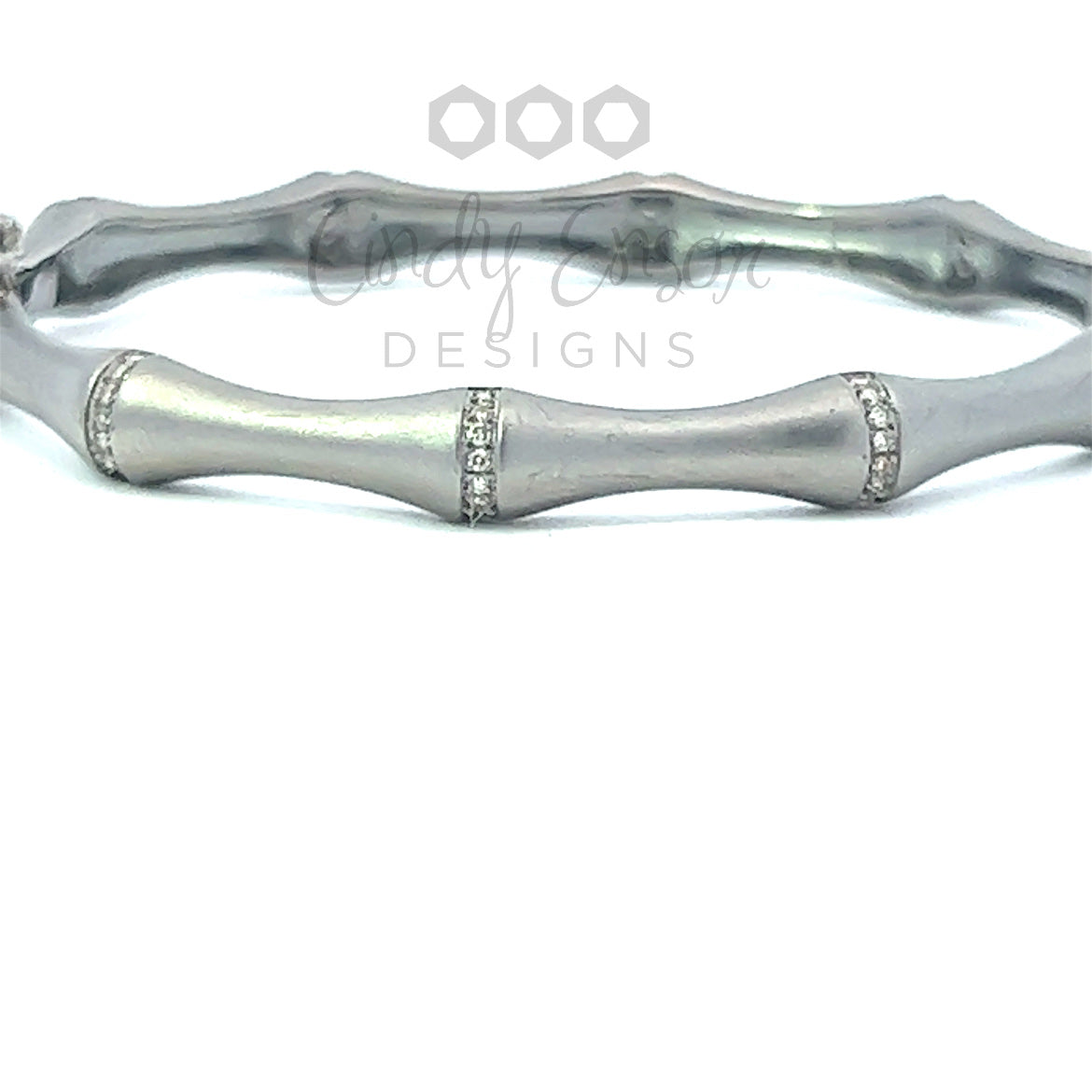 Matte Sterling Bamboo Diamond Bangle