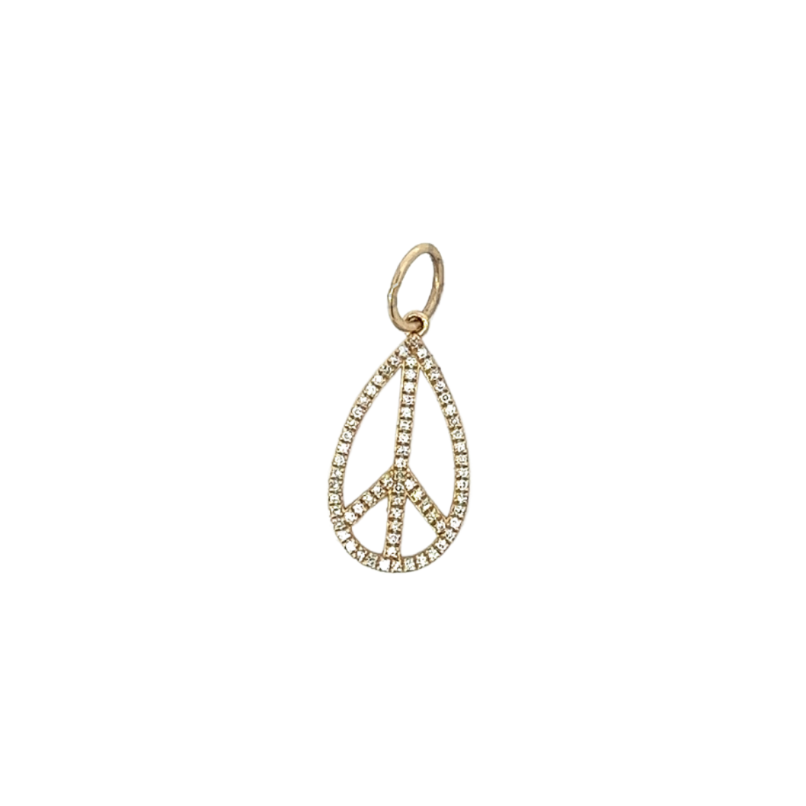 Yellow Gold Elongated Peace Sign Pendant