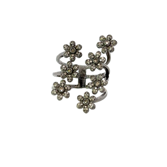 Sterling Pave 7 Flower Ring