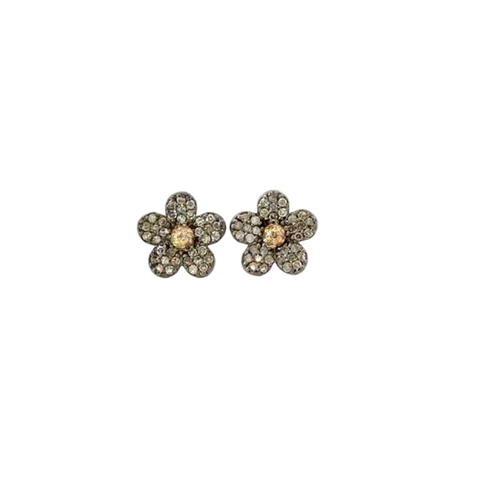 Mixed Metal Flower Earring