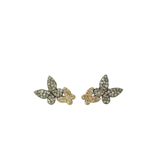 Mixed Metal Double Butterfly Earring