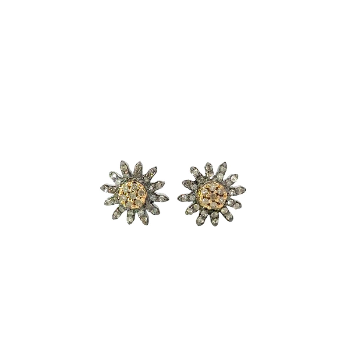 Mixed Metal Sunburst Earring