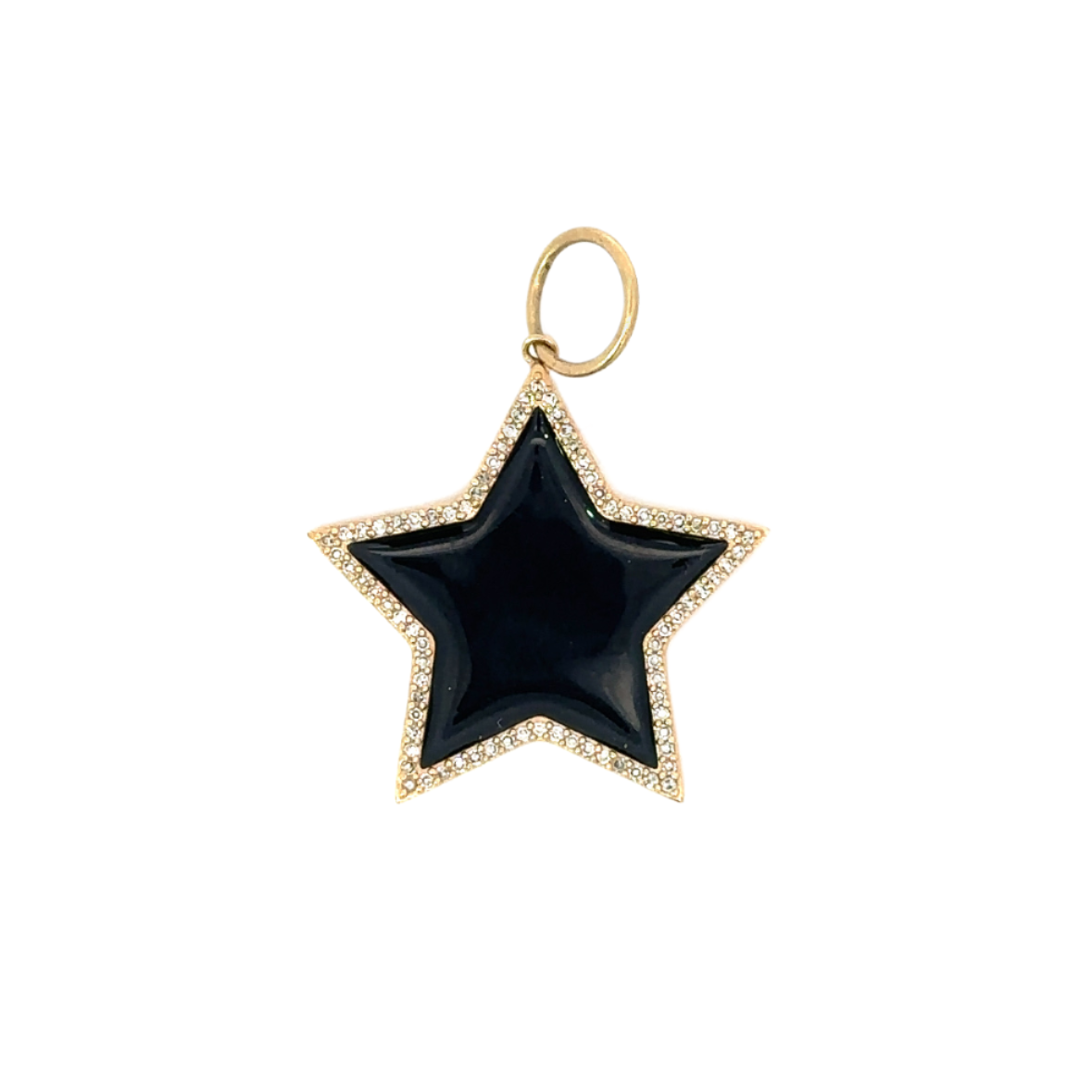 Yellow Gold Black Enamel Star Pendant