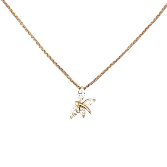 Small Yellow Gold Diamond Dragonfly Necklace