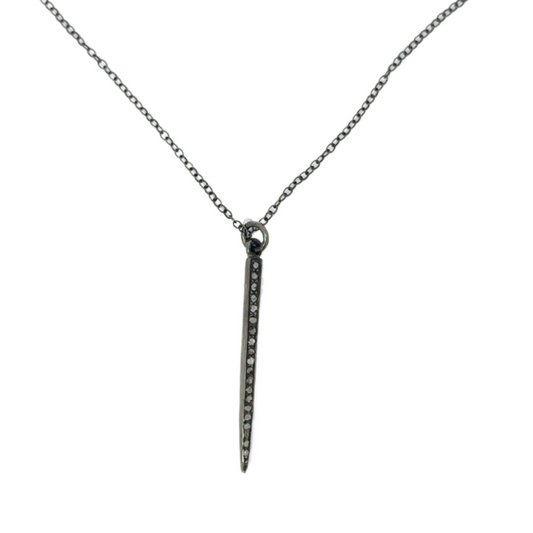 Oxidized Sterling Necklace with Pave Spike