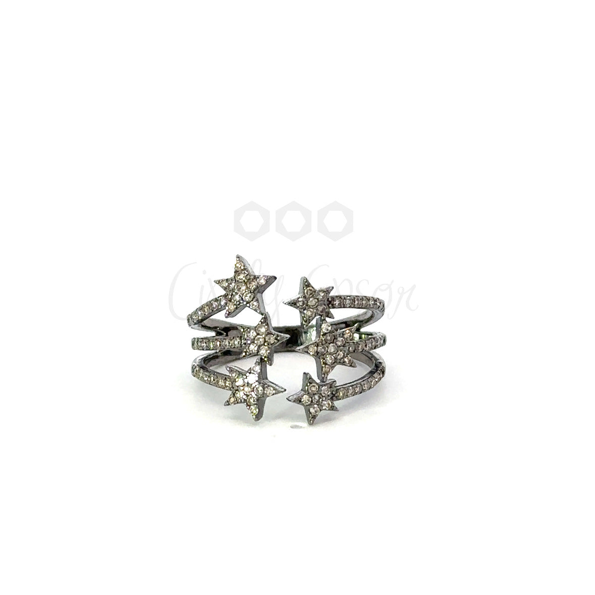 Pave Open Multi Star Ring