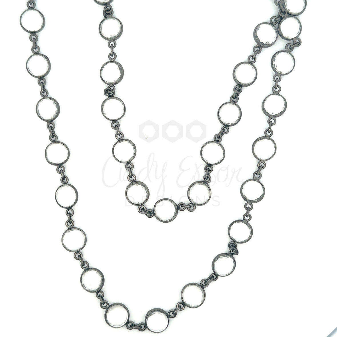 Sterling and Clear Bezeled Quartz Necklace