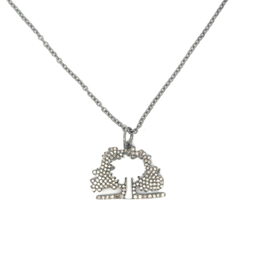 Tree of Life Sterling White Enamel Necklace