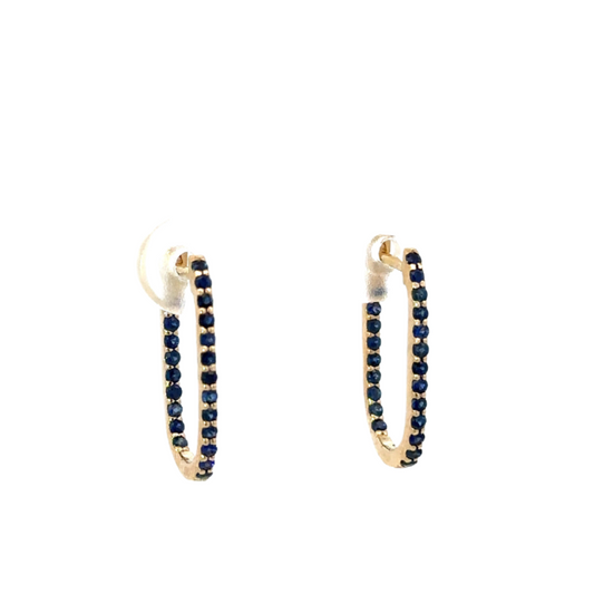 Yellow Gold Sapphire Paper Clip Earring (Double Sided)