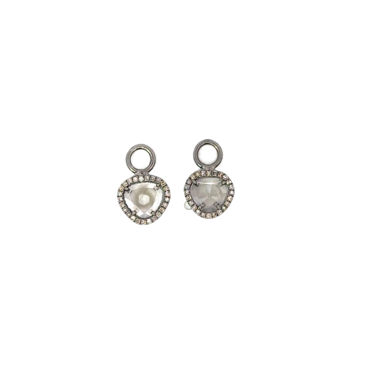 Sterling Pave Sliced Diamond Earring Charm