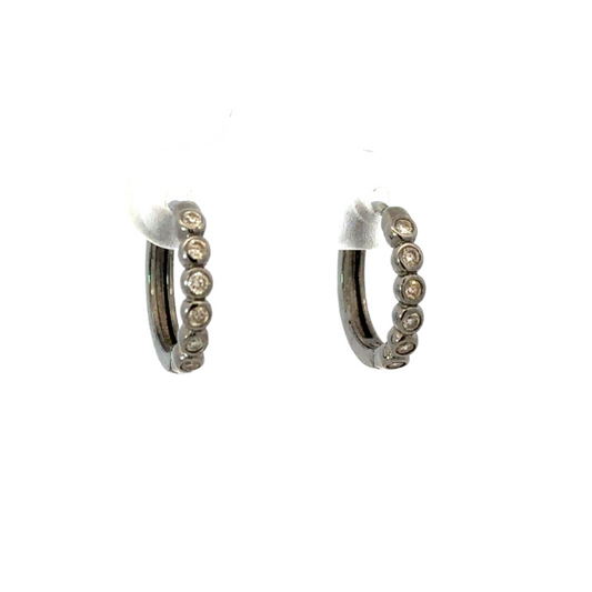 Sterling Huggie (12mm) with 5 Bezeled Diamonds