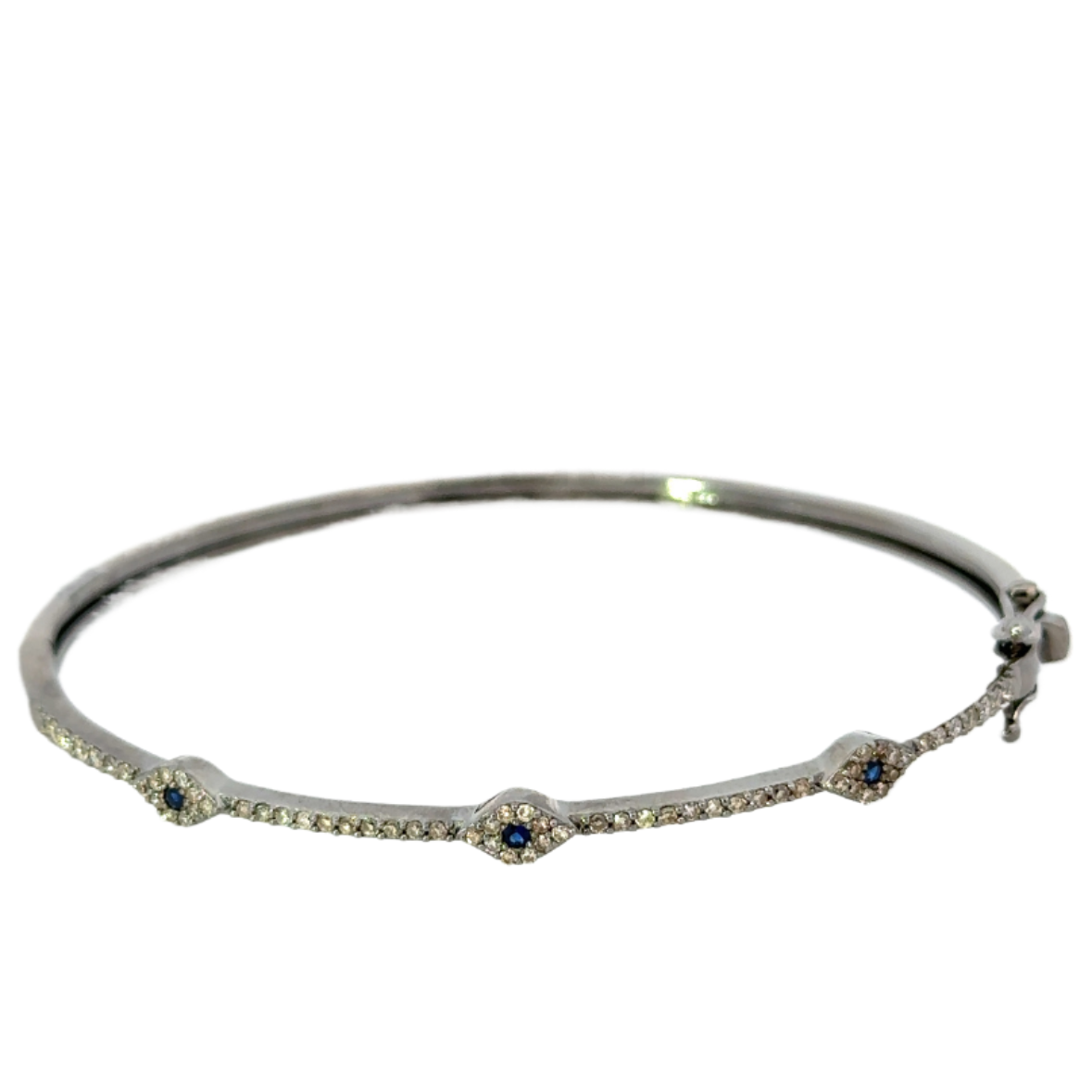 Thin Sterling Pave Evil Eye Bracelet