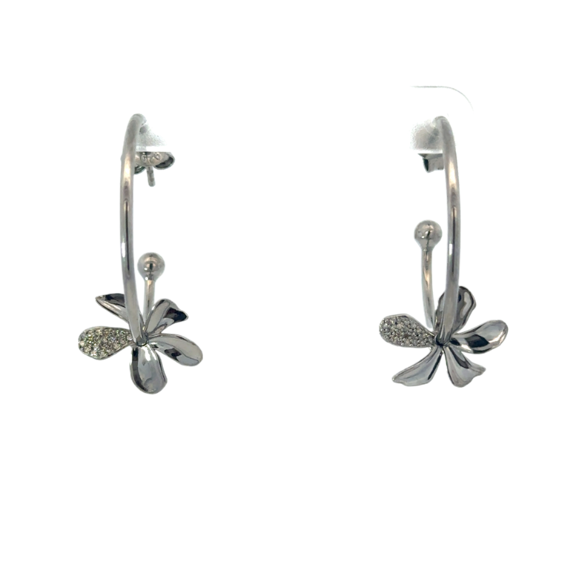 Hoop Earring with Pave Flower