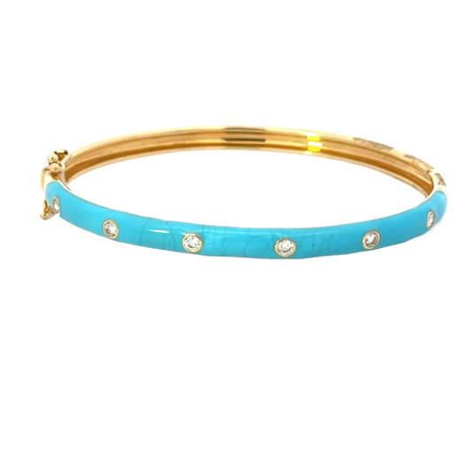 Yellow Gold Turquoise Enamel Diamond Bracelet