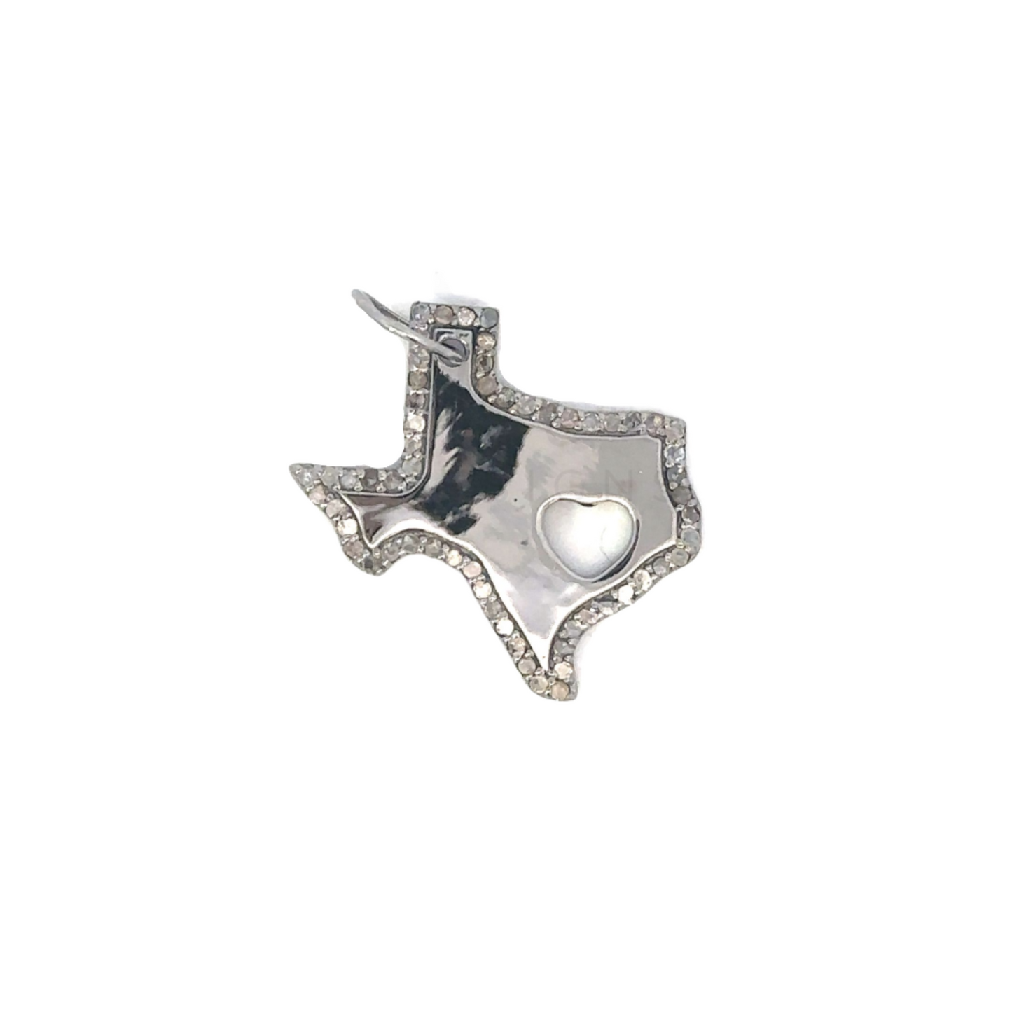 Texas Heart Cut Out Pendant with Pave Border