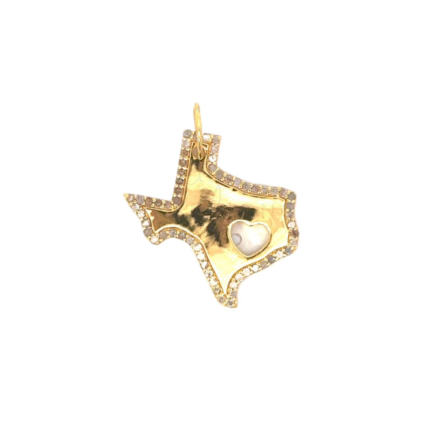 Texas Heart Cut Out Pendant with Pave Border
