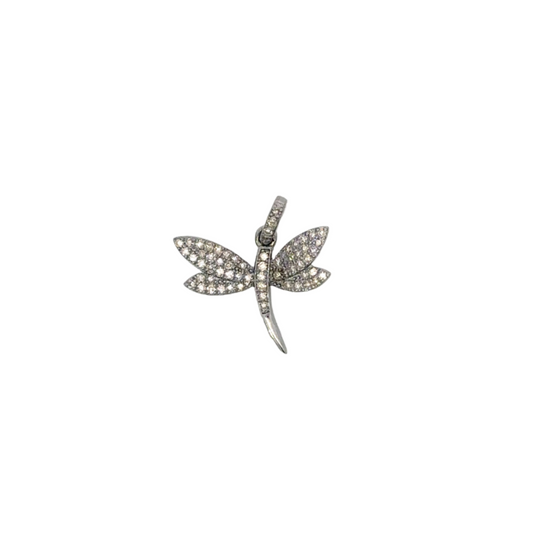 Tiny Pave Diamond Dragonfly Pendant