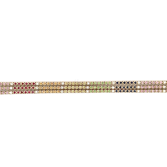 Triple Strand Multi Sapphire and Diamond Bracelet